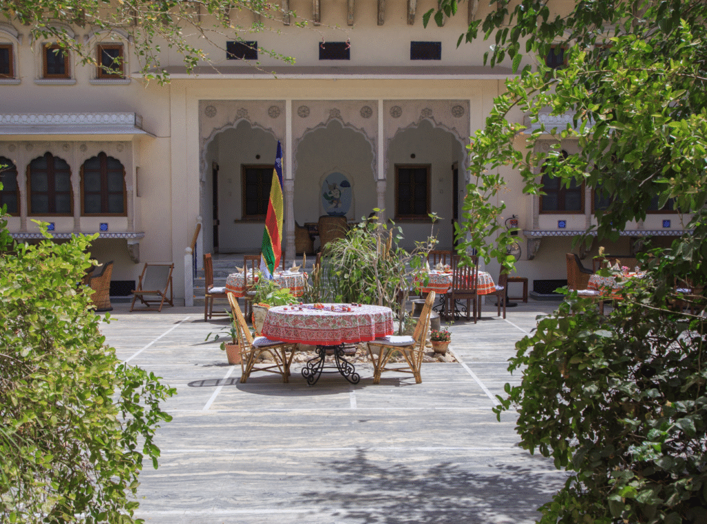 Traditional courtyard at Heritage Hotel in Jaipur, Dera Mandawa for a heritage stay in Jaipur