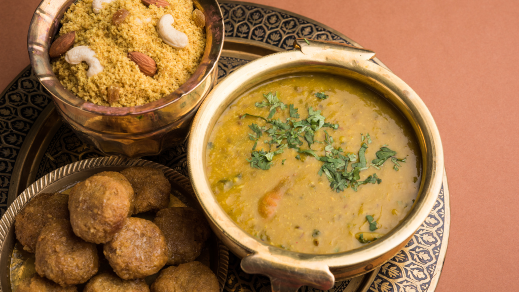 Dal baati churma served at Dera Mandawa, a heritage palace restaurant in Jaipur