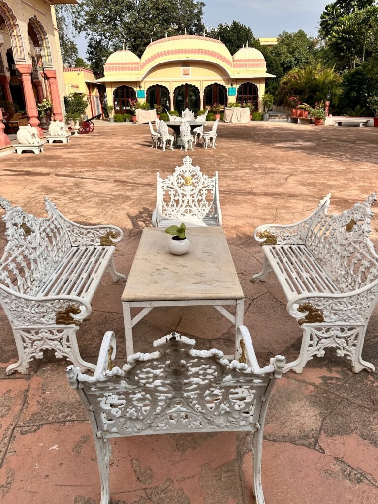 Discovering the Joy of Rooftop Kite Flying on a Jaipur Terrace 2 Traditional Jaipur heritage courtyard with outdoor seating near a terrace kite flying experience