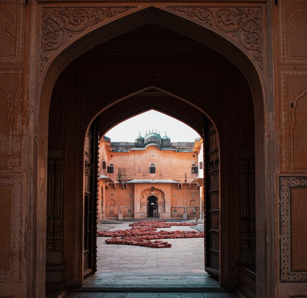 Historic gateway leading to a quiet courtyard at Nahargarh Fort in Jaipur