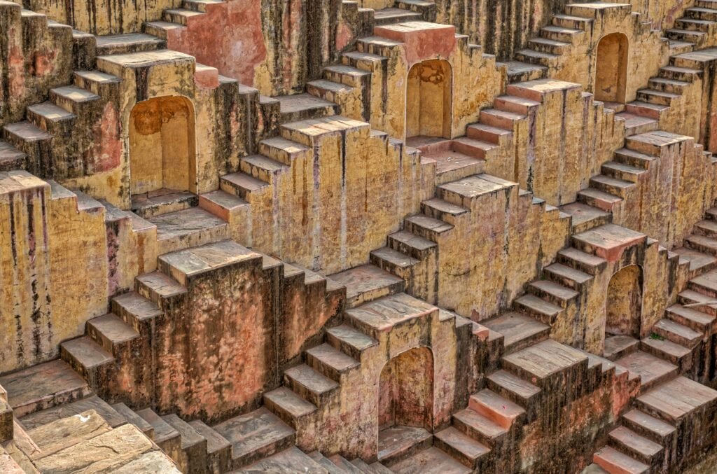 Chand Baori Without Crowds: A Serene Visit from Dera Mandawa 1 Chand Baori, a famous stepwell located in Abhaneri, India.