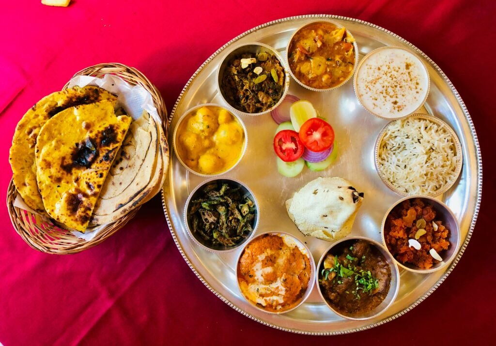 Traditional Rajasthani Thali at One of the best Boutique haveli in Jaipur, Rajasthan | Dera Mandawa