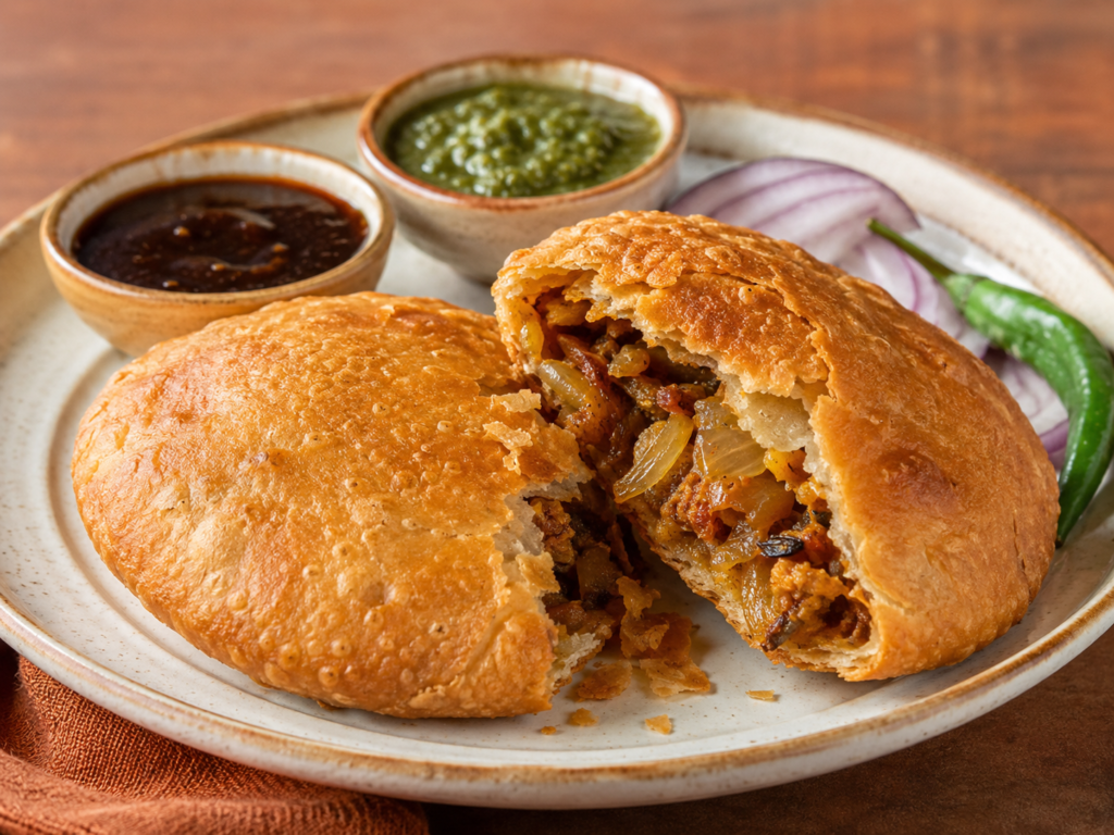 A Summer Morning Guide to Jaipur Before the Heat Sets In 5 Pyaz Kachori, a popular Rajasthani snack made of deep-fried pastry filled with spicy onion masala | Summer Morning Guide to Jaipur | Dera Mandawa