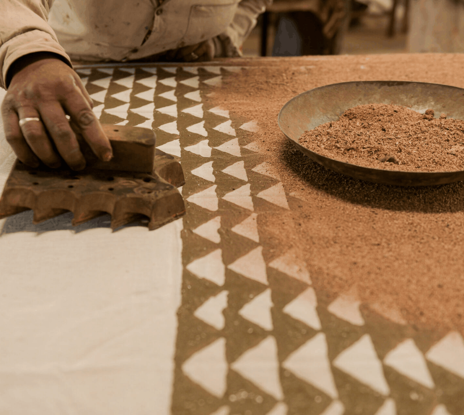 Bagru 5 The traditional Dabu printing technique, a form of mud-resist block printing from Rajasthan, India.