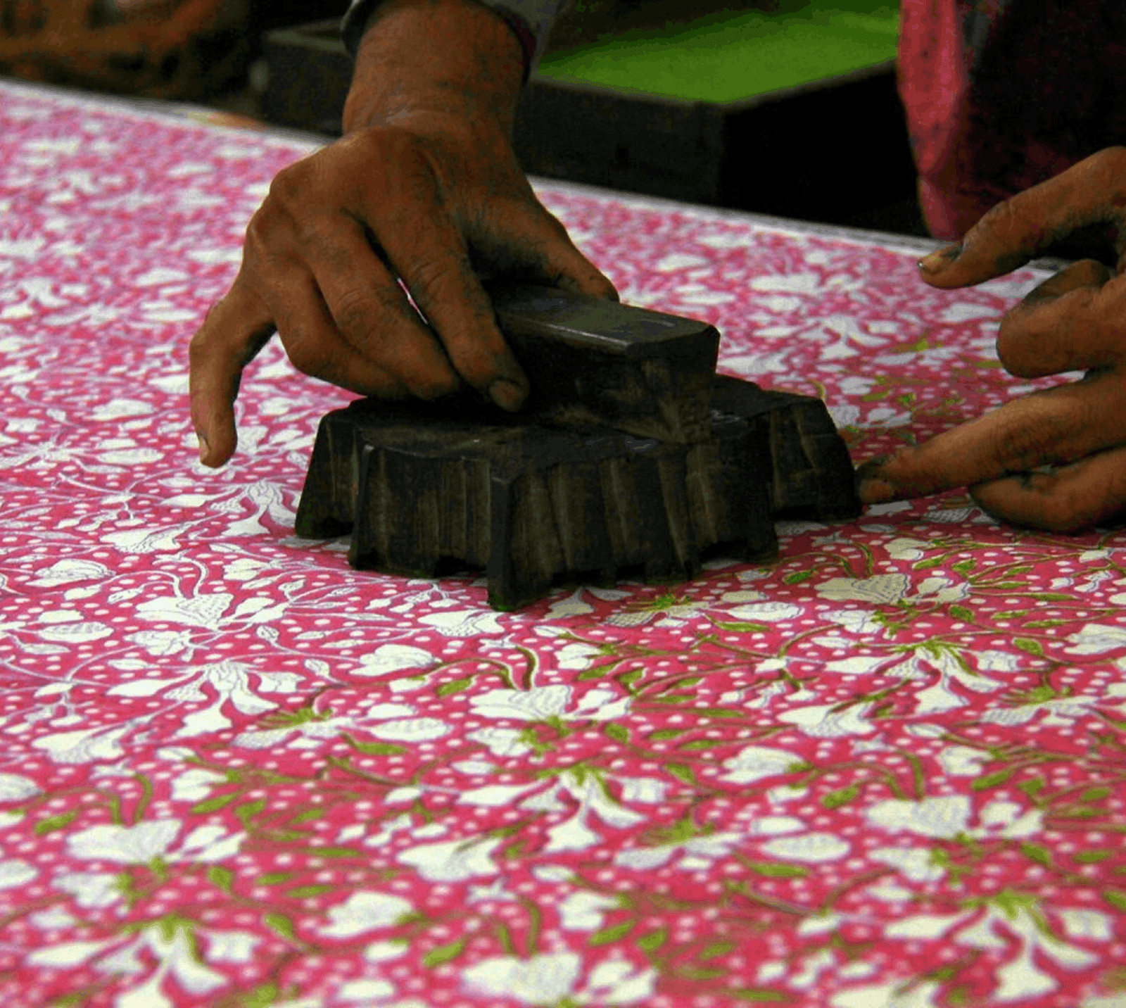 Bagru 4 Sanganeri hand-block printing technique being used in Jaipur, India.