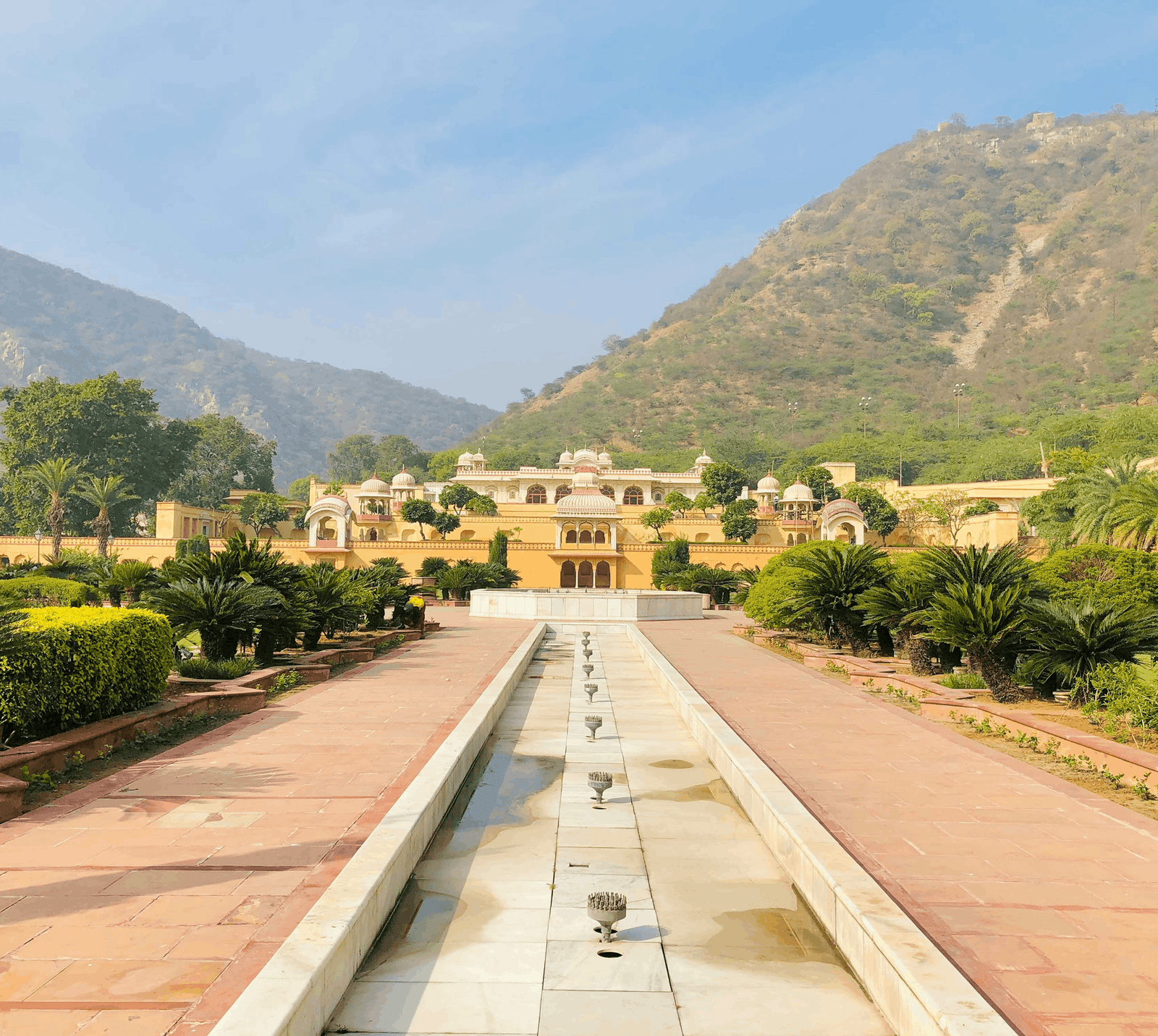 Sisodia Rani Palace and Garden in Jaipur, a historic multi-tiered garden built in 1728.