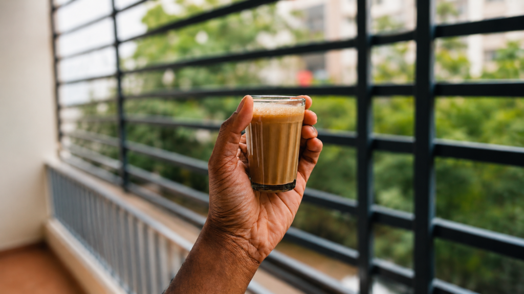 Hot masala chai enjoyed on a rainy monsoon day in Jaipur