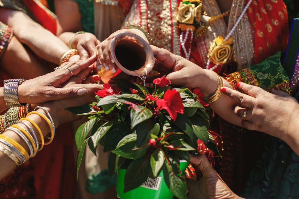 Teej Festival in Jaipur, a Guide to the Pink City's Monsoon Celebration 1 Teej Festival in Jaipur: Hariyali Teej, where women pour water on plants as part of festival celebrations.