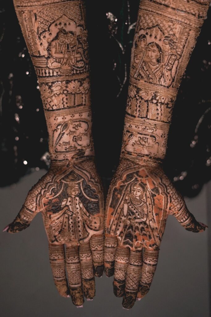 Planning a Destination Wedding in Jaipur: A Royal Affair at Dera Mandawa 2 Bridal hands with intricate mehendi for a wedding in Jaipur