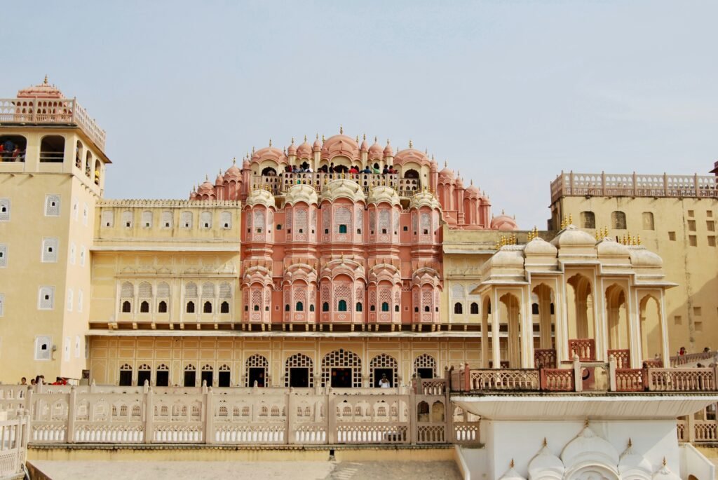 Close-up of Hawa Mahal's honeycomb facade and balconies in Jaipur's old city