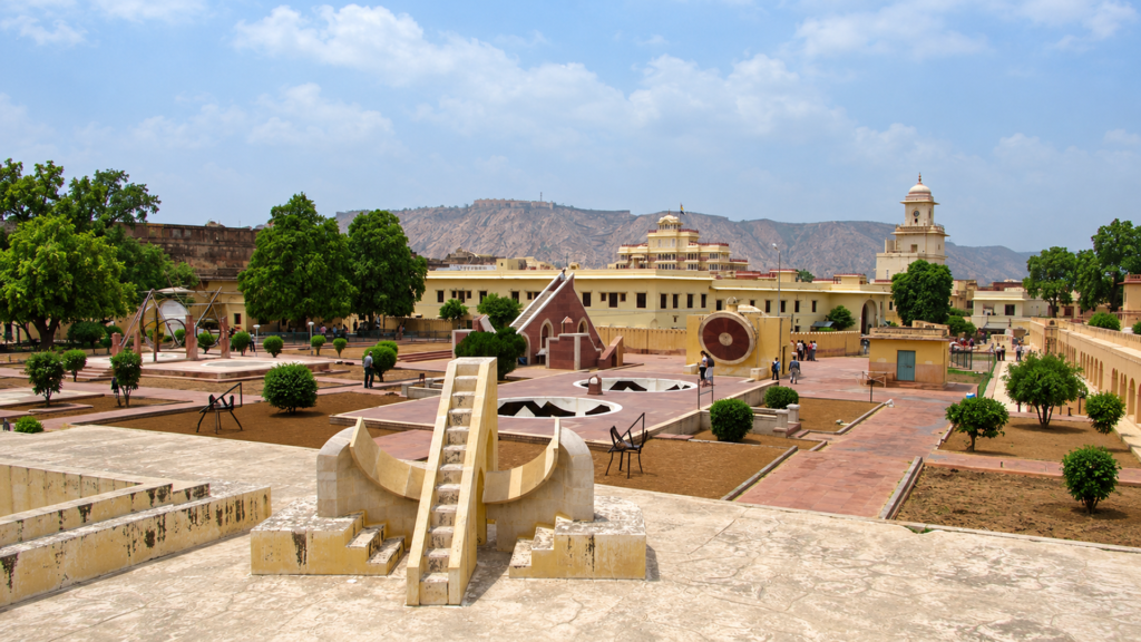 Stone astronomical instruments at Jantar Mantar in Jaipur, a fascinating stop on places to visit in Jaipur with family